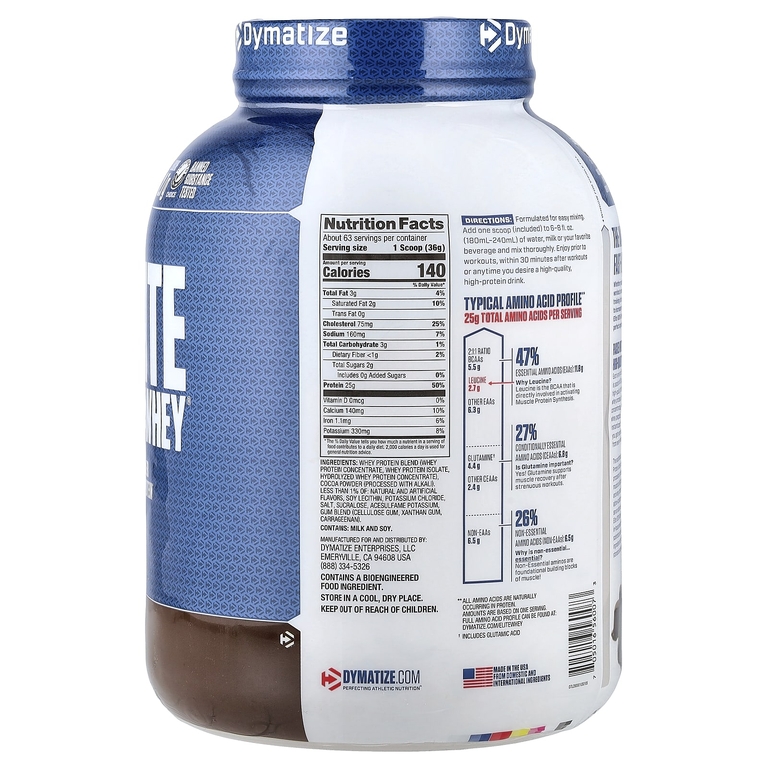Dymatize, сывороточный протеин в порошке, насыщенный шоколад, 2,3 кг (5 фунтов)