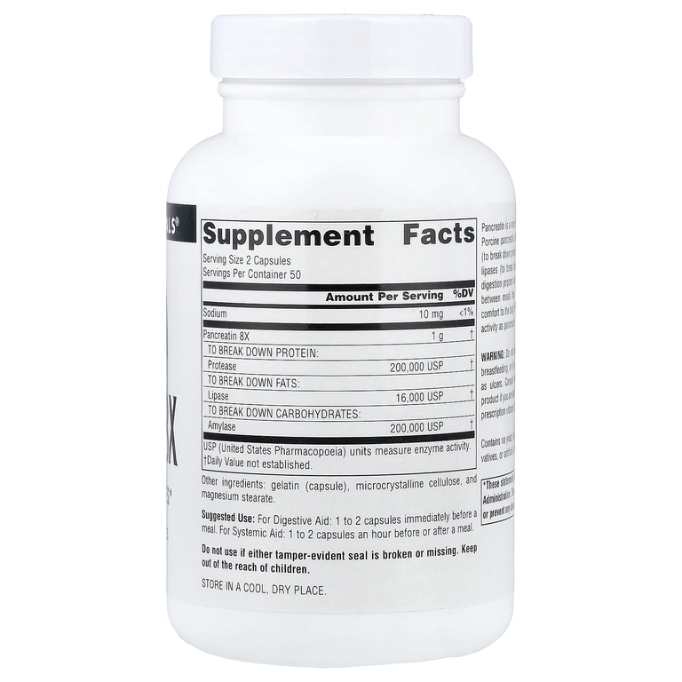 Source Naturals, панкреатин 8X, 100 капсул