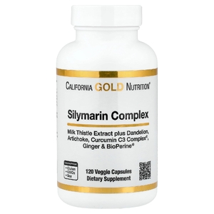 California Gold Nutrition, Комплекс силимарина, экстракт расторопши с одуванчиком, артишок, куркумина, имбирь и черный перец, 120 растительных капсул