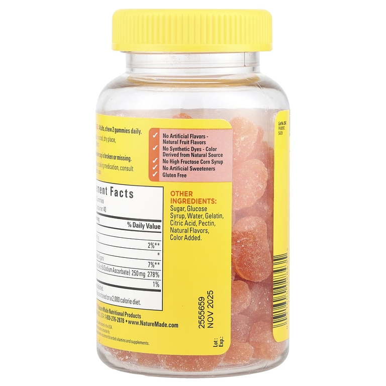 Nature Made, Жевательные мармеладки с витамином C, мандарин, 80 жевательных мармеладок (125 мг в 1 жевательной мармеладке) (Товар снят с продажи) 