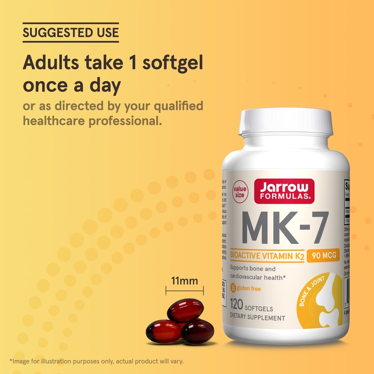 Jarrow Formulas, витамин K2 в форме MK-7, 90 мкг, 120 желатиновых капсул