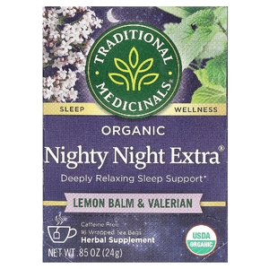 Traditional Medicinals, мелисса и валериана, без кофеина, 16 чайных пакетиков, 24 г (0,85 унции)