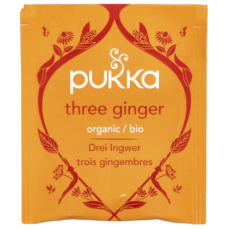 Pukka Herbs, Органический травяной чай, три имбиря, без кофеина, 20 пакетиков, 36 г (1,27 унции)