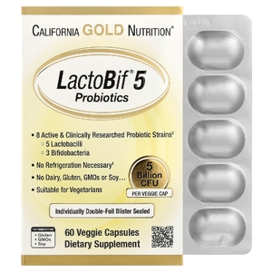 California Gold Nutrition, пробиотики, 5 млрд КОЕ, 60 растительных капсул