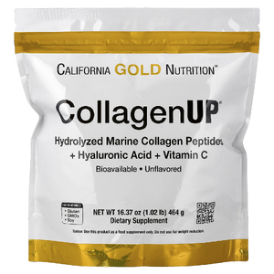 California Gold Nutrition, гидролизованные пептиды морского коллагена с гиалуроновой кислотой и витамином C, с нейтральным вкусом, 464 г