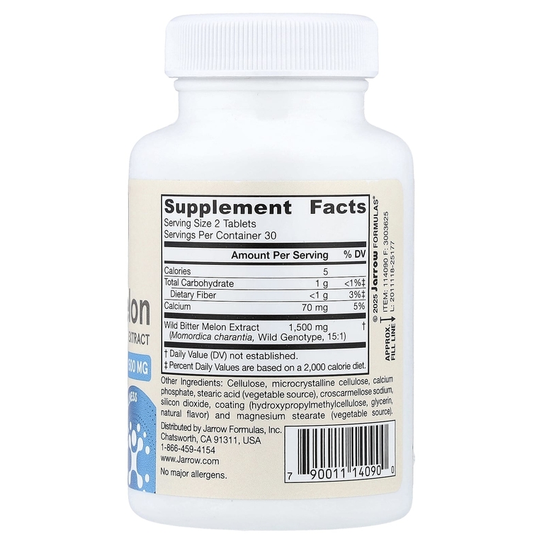 Jarrow Formulas, веганский экстракт китайской горькой тыквы, 60 таблеток