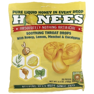 Honees, успокаивающие леденцы для горла, с мёдом, лимоном, ментолом и эвкалиптом, 20 шт., 100 г (3,5 унции)