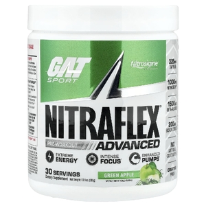 GAT, Sport, NITRAFLEX® Advanced, предтренировочный комплекс, со вкусом зеленого яблока, 285 г (10,1 унции)