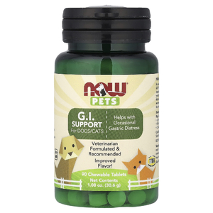 NOW Foods, поддержка желудочно-кишечного тракта, для собак и кошек, 90 жевательных таблеток, 30,6 г (1,08 унции)