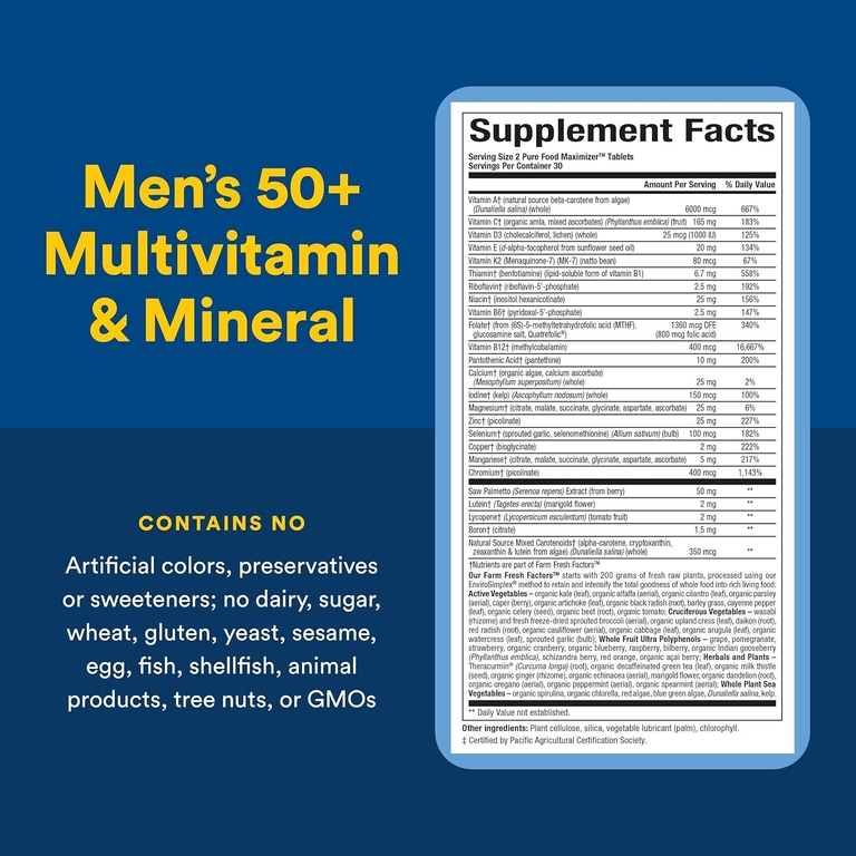 Natural Factors, мультивитаминный и минеральный комплекс для мужчин старше 50 лет, 60 таблеток