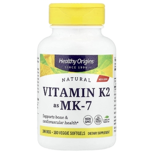 Healthy Origins, натуральный витамин K2 в виде MK-7, 100 мкг, 180 растительных капсул