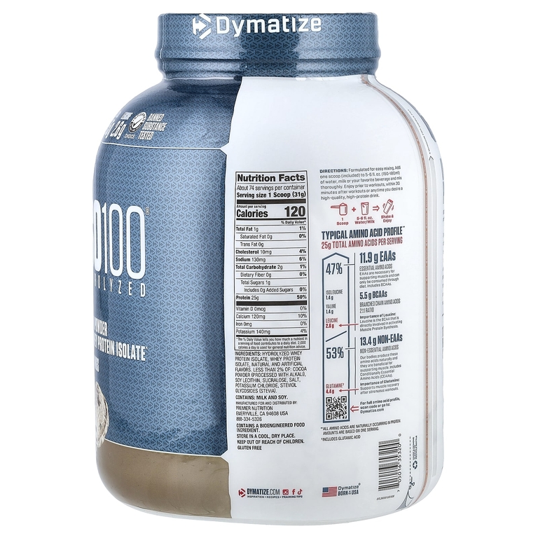 Dymatize, гидролизованный изолят сывороточного протеина, печенье и сливки, 2,3 кг (5 фунтов)