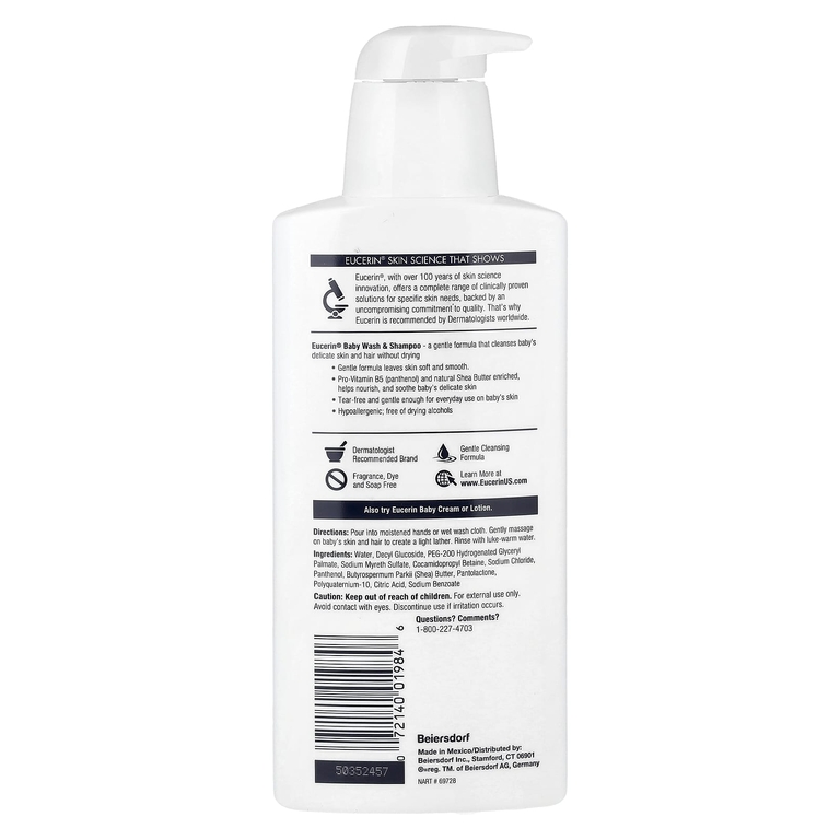 Eucerin, гель для душа и шампунь для детей, без запаха, 400 мл (13,5 жидких унций)