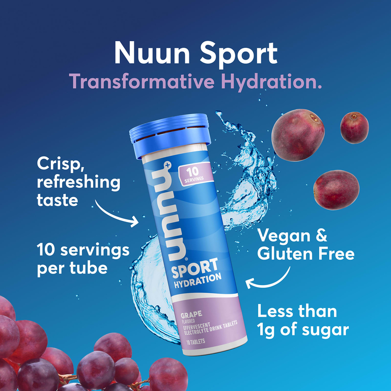 Nuun, шипучие таблетки для приготовления напитка с электролитами, со вкусом винограда, 10 таблеток