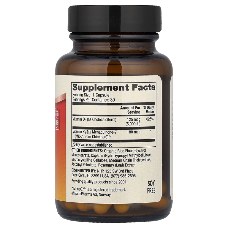 Dr. Mercola, витамины Д3 и К2, 30 капсул