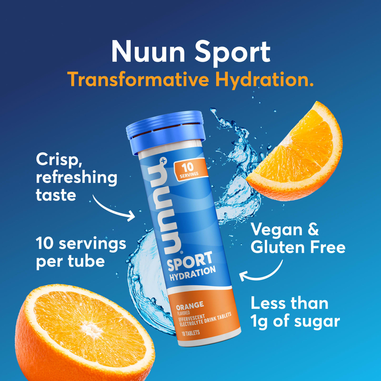 Nuun, шипучие таблетки для приготовления напитка с электролитами, апельсин, 10 таблеток