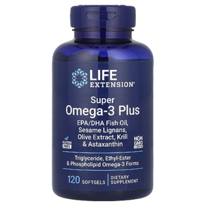 Life Extension, суперомега-3 плюс, 120 капсул