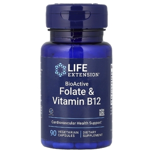 Life Extension, биоактивные фолат и витамин B12, 90 вегетарианских капсул