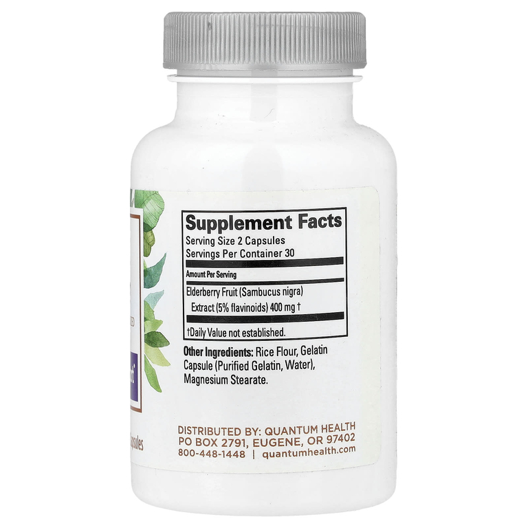 Quantum Health, Бузина, 60 капсул (200 мг в 1 капсуле)