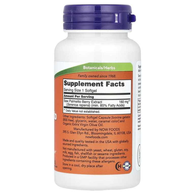 NOW Foods, Экстракт пальмы сереноа, 160 мг, 120 желатиновых капсул