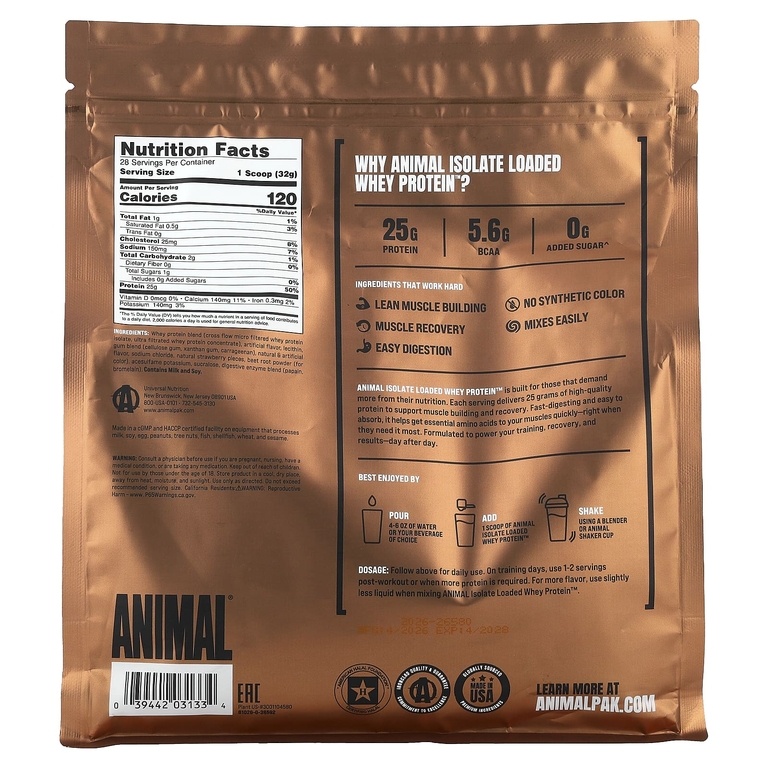 Animal, Whey Protein™, сывороточный протеин в порошке, со вкусом клубники, 907 г (2 фунта)