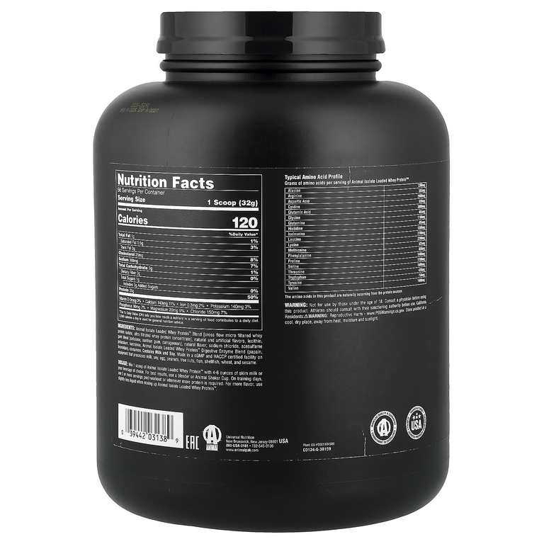 Animal, Порошок с изолятом сывороточного протеина Loaded Whey Protein™, Замороженная булочка с корицей, 4 фунта (1,81 кг)
