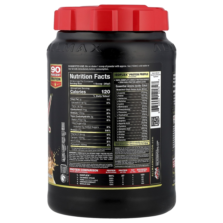 ALLMAX, чистый изолят сывороточного протеина, шоколад и арахисовая паста, 907 г (2 фунта)