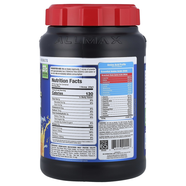 ALLMAX, изолят сывороточного протеина, вкус цитруса и персика, 907 г (2 фунта)