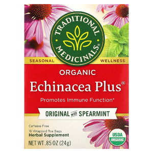 Traditional Medicinals, органическая эхинацея, оригинальная с мятой, без кофеина, 16 чайных пакетиков, 24 г (0,85 унции)