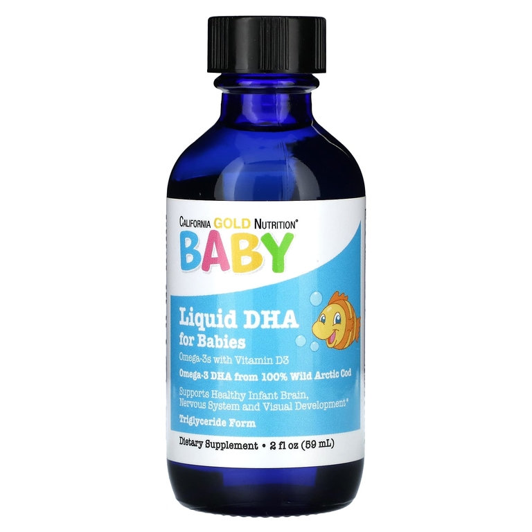 California Gold Nutrition, ДГК для детей, омега-3 кислоты с витамином Д3 и ЭПК, 59 мл