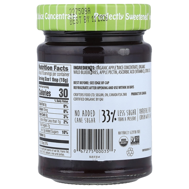 Crofter's Organic, органический спред Just Fruit®, дикорастущая голубика, 283 г (10 унций) (Товар снят с продажи) 