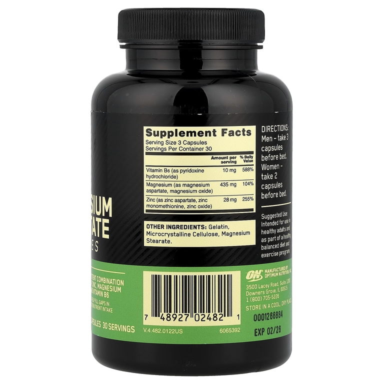 Optimum Nutrition, Цинка и магния аспартат, 90 капсул