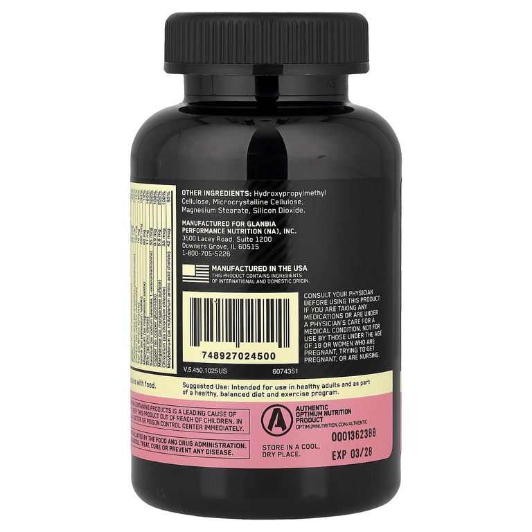 Optimum Nutrition, мультивитаминная добавка для активных женщин, 60 капсул