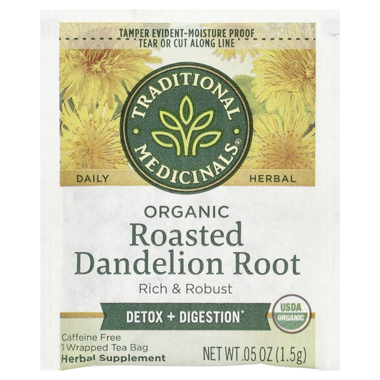 Traditional Medicinals, органический обжаренный корень одуванчика, без кофеина, 16 чайных пакетиков в упаковке, 24 г (0,85 унции)