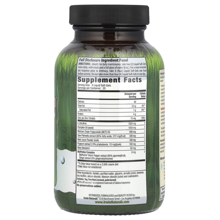 Irwin Naturals, комплекс для поддержания здоровья простаты и улучшения кровообращения, 80 желатиновых капсул