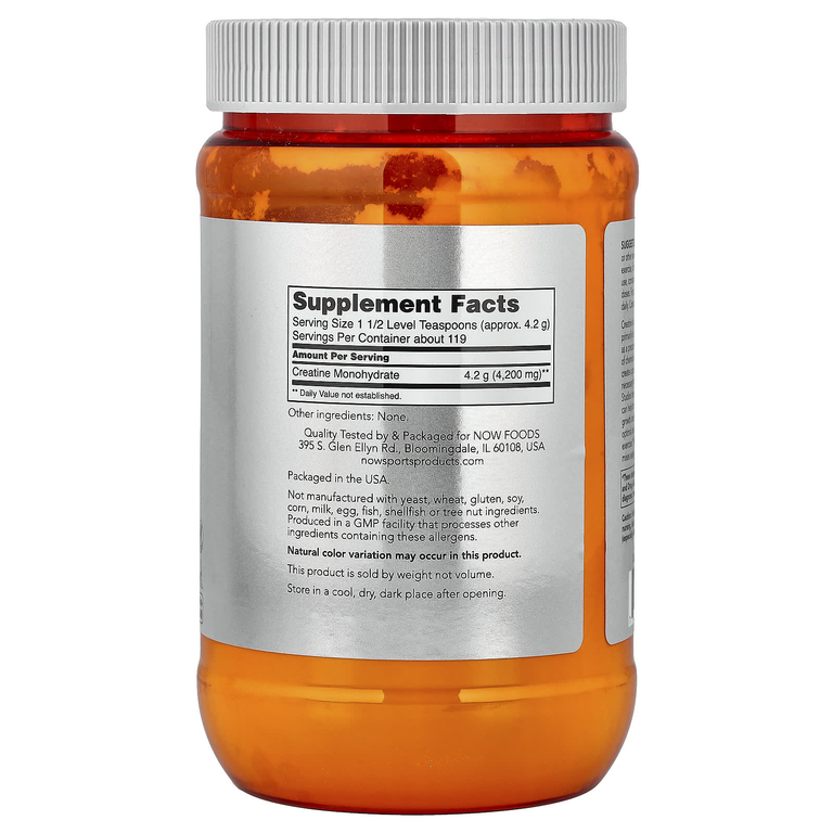 NOW Foods, Спорт, микронизированный моногидрат креатина, 500 г (1,1 фунта)