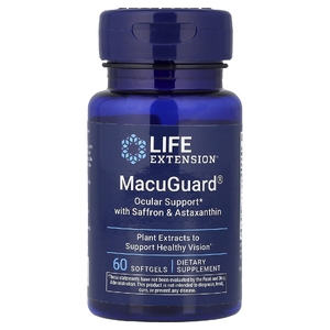 Life Extension, поддержка зрения с шафраном и астаксантином, 60 желатиновых капсул