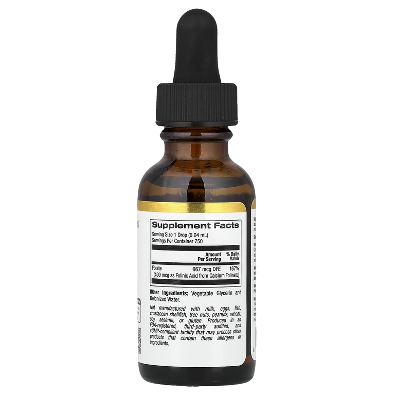 California Gold Nutrition, фолиновая кислота, без спирта, 30 мл (1 жидк. унция)