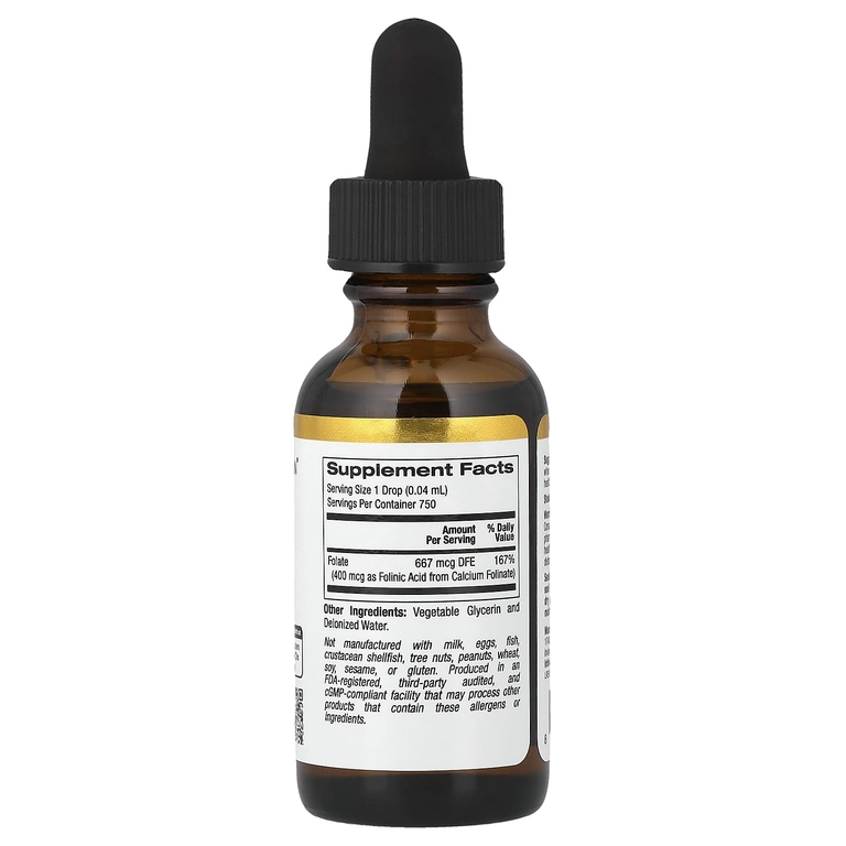 California Gold Nutrition, фолиновая кислота, без спирта, 30 мл (1 жидк. унция)