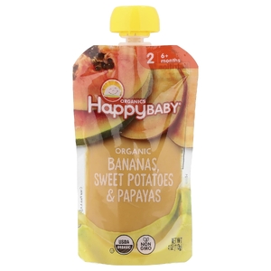 Happy Family Organics, органическое детское питание, для детей от 6 месяцев, бананы, батат и папайя, 113 г (4 унции)