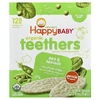 Happy Family Organics, органические вафли для прорезывания зубов, для малышей, умеющих сидеть, горох и шпинат, 12 пакетиков по 4 г (0,14 унции)