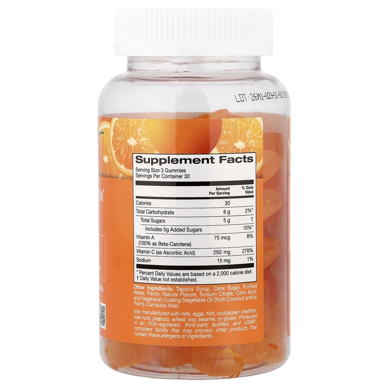 California Gold Nutrition, жевательный витамин C с витамином A из 100% бета-каротина, со вкусом апельсина, 90 вегетарианских жевательных таблеток