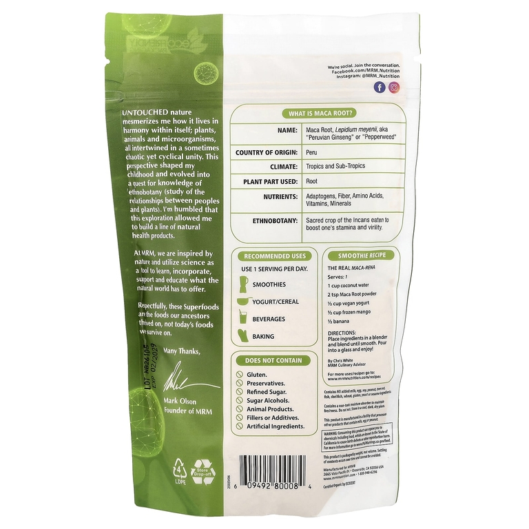 MRM Nutrition, Superfoods, порошок из корня маки, 240 г (8,5 унции)