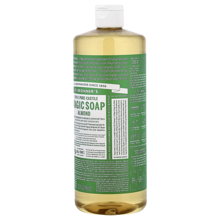 Dr. Bronner's, Кастильской мыло, 18 в 1, с ароматом миндаля, 946 мл (32 жидк. унции)