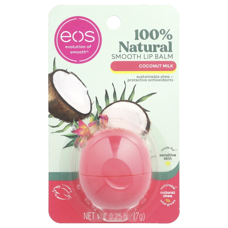 EOS, 100% натуральный бальзам для губ, кокосовое молоко, 7 г (0,25 унции) (Товар снят с продажи) 