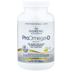 Nordic Naturals, омега-3 с витамином Д, лимон, 180 желатиновых капсул