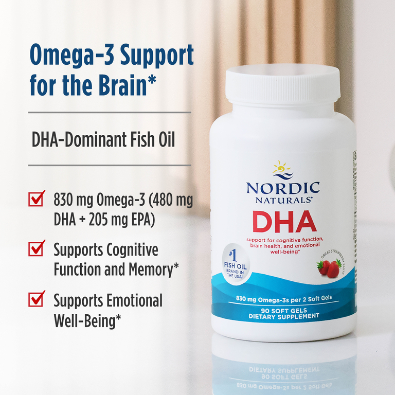 Nordic Naturals, ДГК, клубничный вкус, 90 мягких таблеток