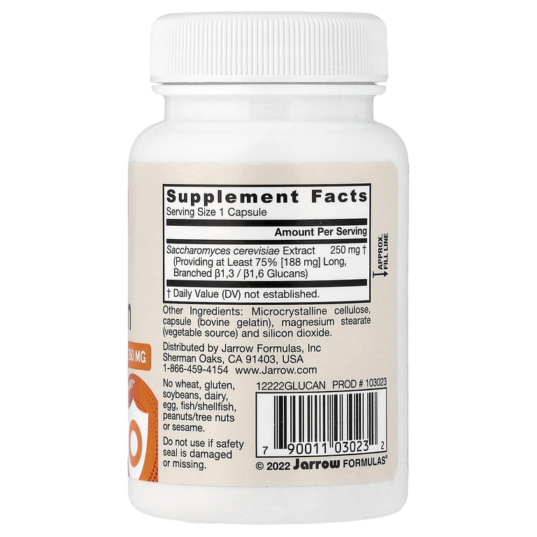 Jarrow Formulas, бета-глюкан, 250 мг, 60 капсул
