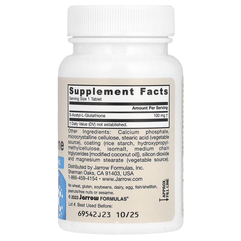 Jarrow Formulas, S-ацетил L-глутатион, 100 мг, 60 таблеток