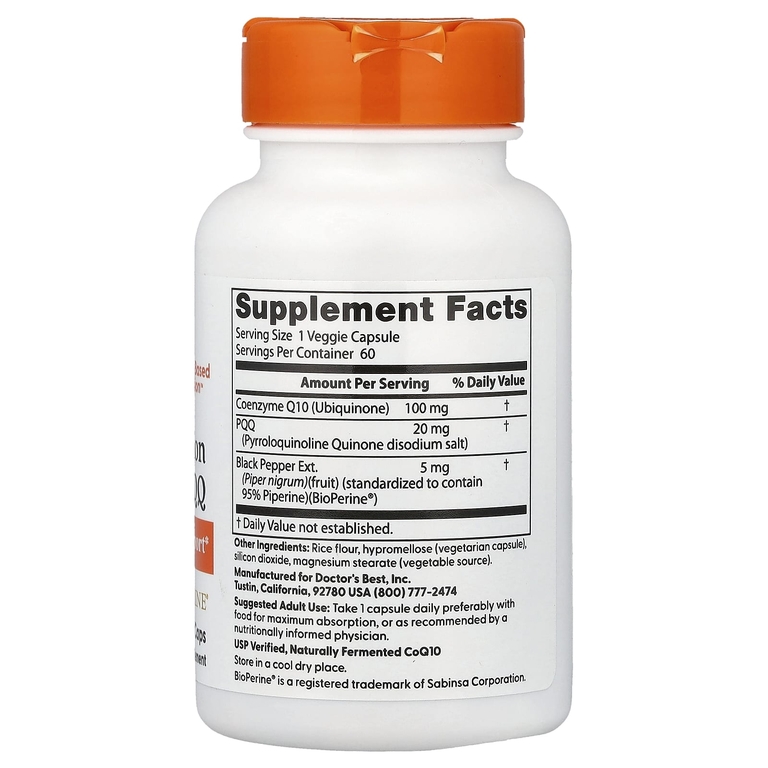 Doctor's Best, коэнзим Q10 с пирролохинолинхиноном, 60 растительных капсул